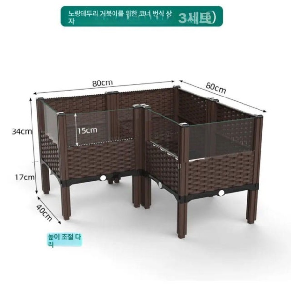 프리미엄 거북 전용 생태 사육 상자 거북이집 거북이키우기 바퀴 달린 L3박스 3박스 120x40x37 이미지 8