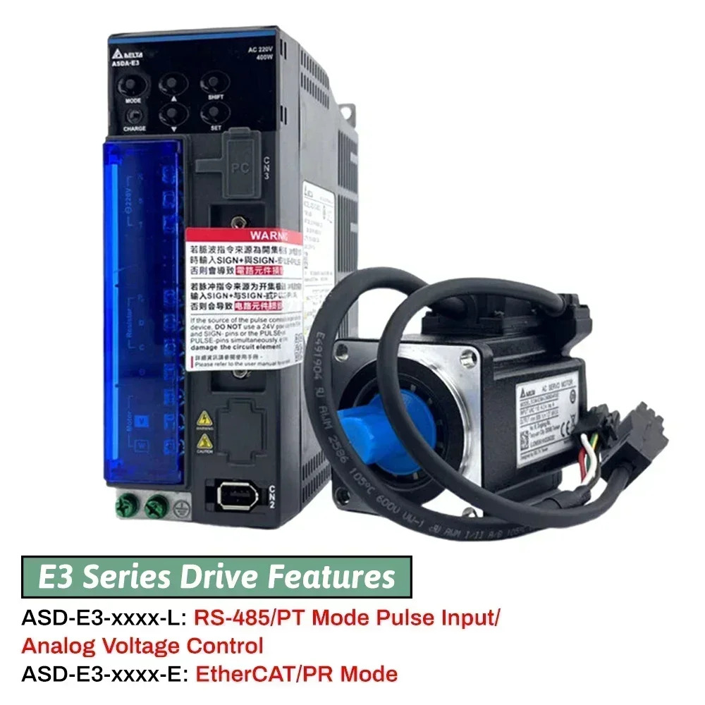 델타 B2/E3 AC 서보모터 드라이브 키트 22비트 3000rpm 100/200/400W/750W/1KW/1.5KW/2KW/3KW RS485 ASD-B2-0121-BECMA-C