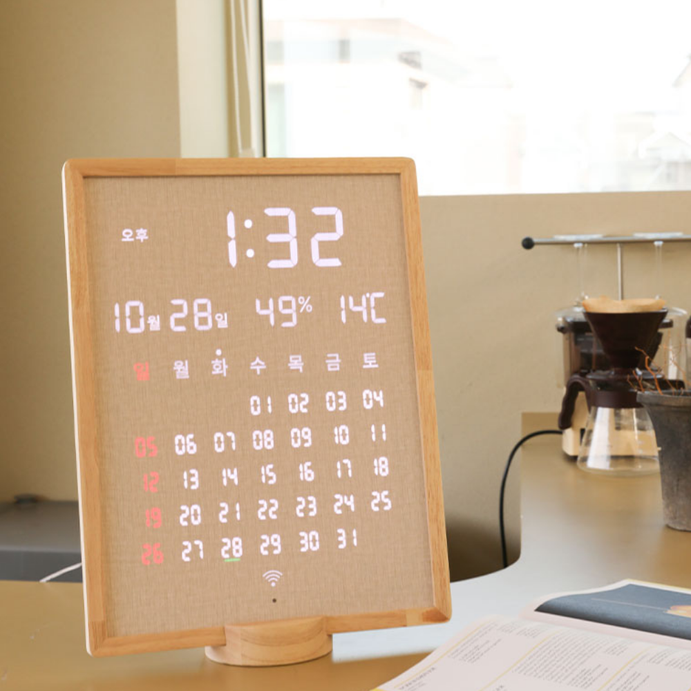 오아 캘린더 LED 벽시계 디지털 무소음 벽걸이 시계 거실 사무실 전자 달력 개업 선물 제품 이미지