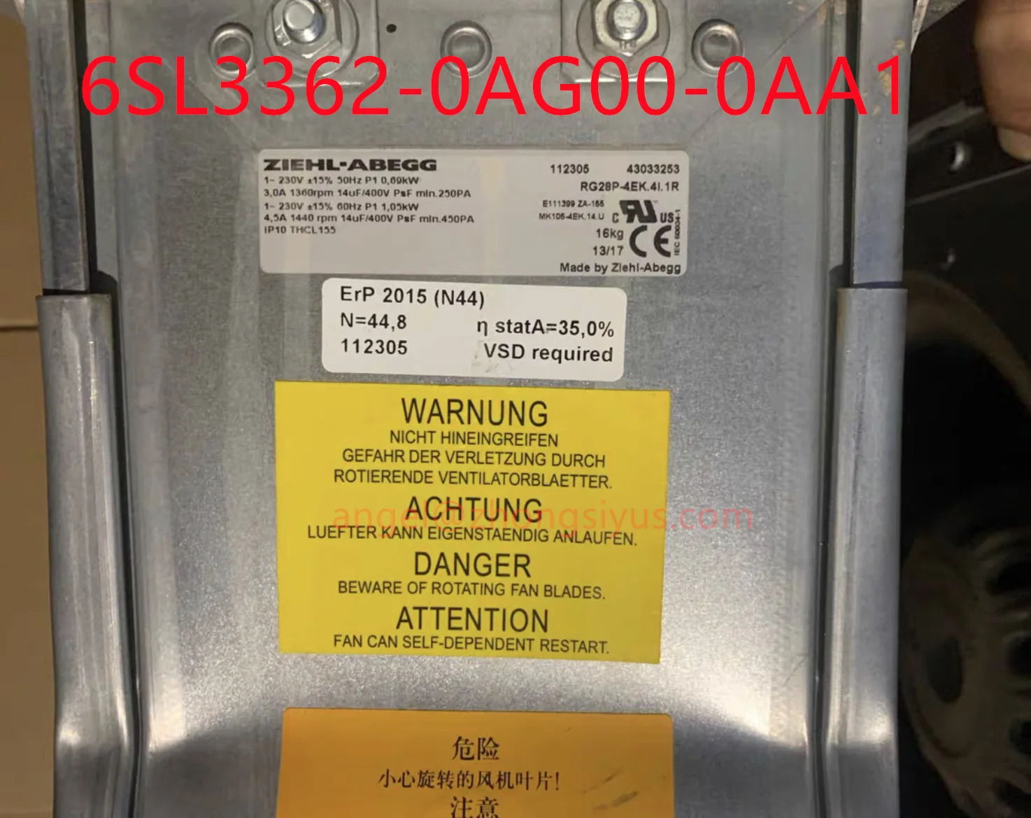 6SL3362-0AG00-0AA1 SINCS/MICROMASTER PX 교체팬 냉각팬 RE28P-4EK.4I.1R