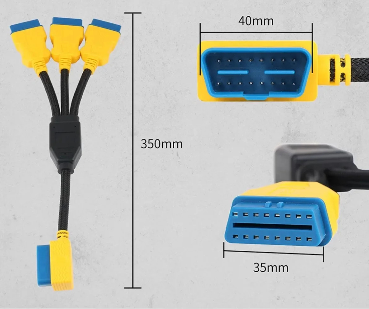 OBD2 원 포인트 투 3 어댑터 케이블 강화 나일론 자동차 obd 익스텐션 드래그 스플리터 16 코어