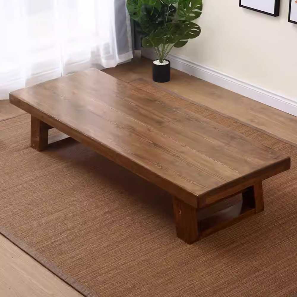 원목 좌식 테이블 밥상 소파테이블 커피 낮은 좌탁 120x60x35cm+방석 4개 - 상세 이미지 2
