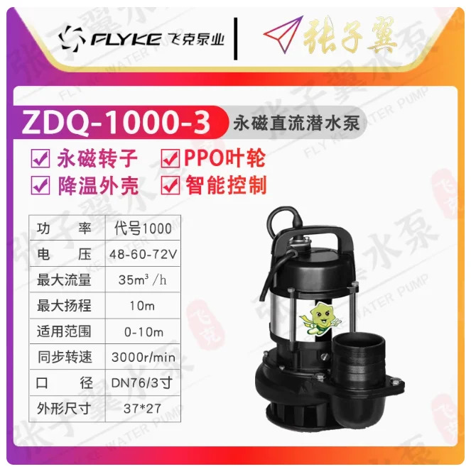 FLYKE ZDQ 하이 리프트 영구 자석 DC 수펌프 펌핑 펌프 ZDQ-1000-2 ZDQ-1000-2.5 ZDQ-1000-3 ZDQ-1000-4