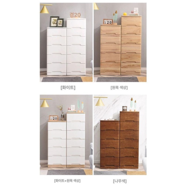 프리미엄 원목 와이드 틈새 서랍장 40cm 틈새서랍장 원목색 20cm 호두색 4개 - 상세 이미지 4