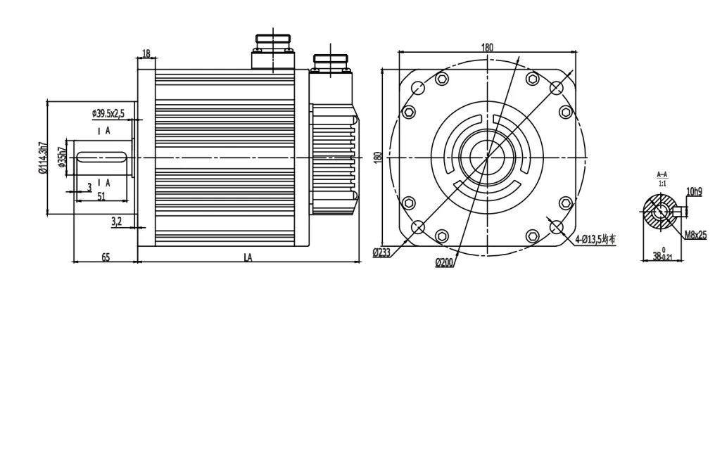 Yaskawa 모터와 유사고토크 NewKer 180mm 2000rpm AC 2KW 서보모터