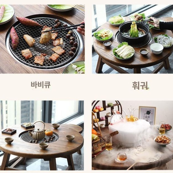 프리미엄 엘름 우드 접이식 야외 카페 대형 차탁 전기세라믹레인지 차탁 - 상세 이미지 4
