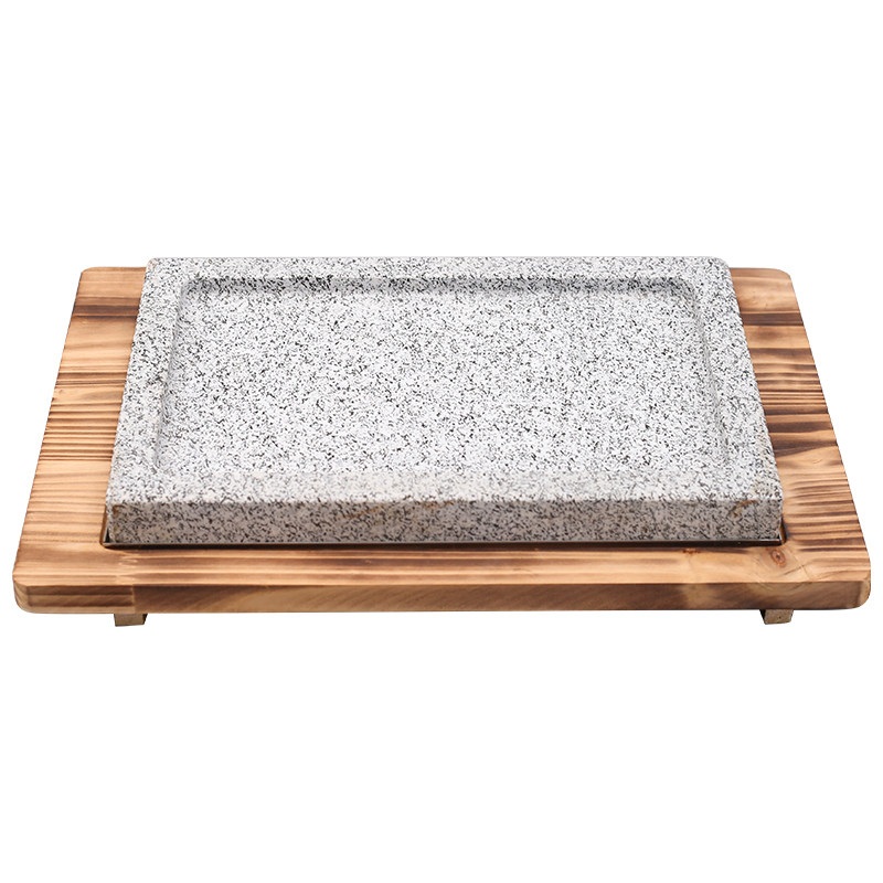 돌판 스테이크 접시 고기 구이용 미니 불판 식당용 업소용 스테이크판 석판16x16x1.8cm+나무+강판 - 상세 이미지 5