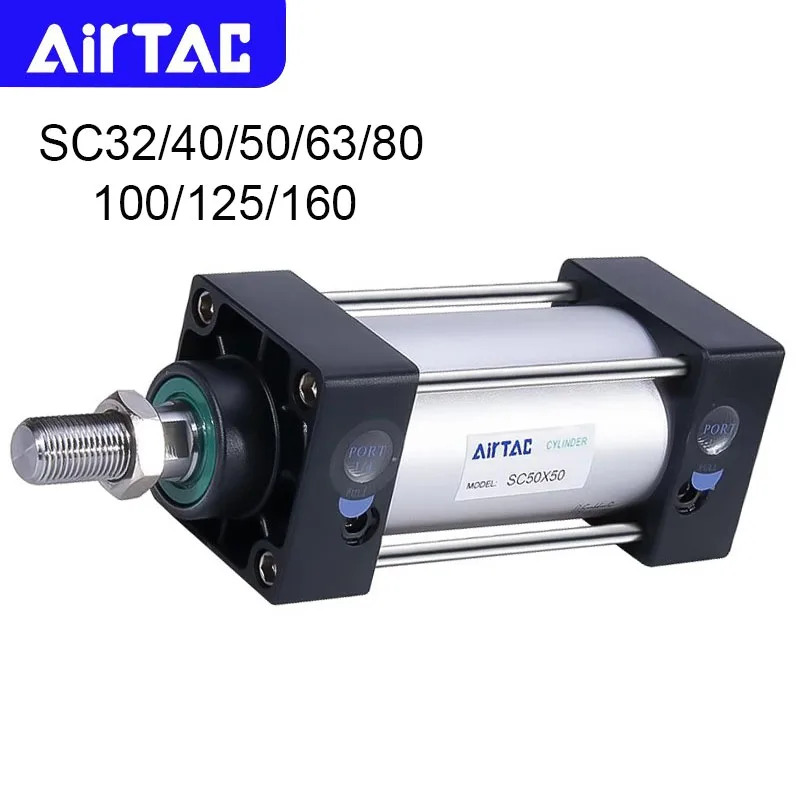 AIRTAC SC 표준 공압 에어 실린더 SC32/40/50/63/80/100/125/160mm 25/50/75/100/200/300/400/500mm 스트로크 복동