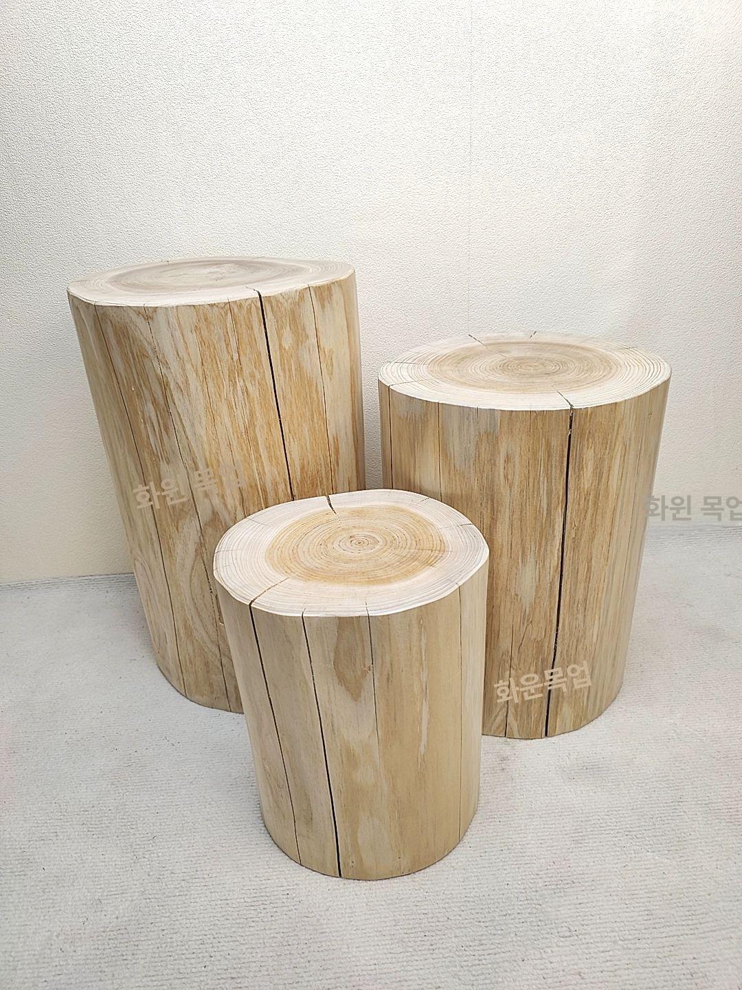 통나무 피톤치드 스툴 편백나무 인테리어 통원목 카페 높이 40지름21-24CM - 상품 이미지