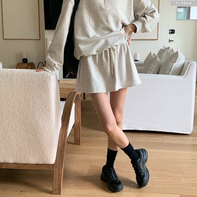 리트니 코튼 밴딩 A라인 치마바지 3col 봄 가을 미니 원마일웨어 세트 셋업 제이플로우 이미지 6