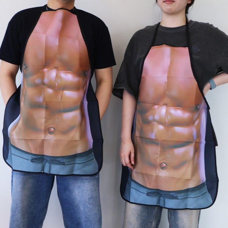지니몰 근육 몸짱 복근 방수 앞치마 [신혼부부 웃긴 특이한 재밌는 남자 남성 에이프런 집들이 선물 쓸없선]
