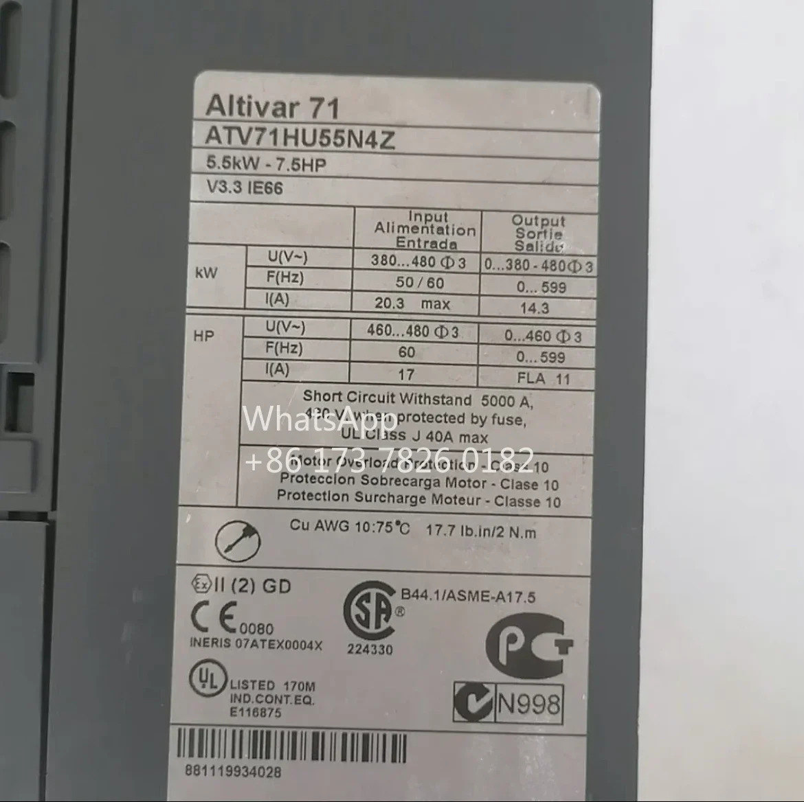 리퍼된 주파수 변환기 atv71hu55n4z 5.5kw 380V