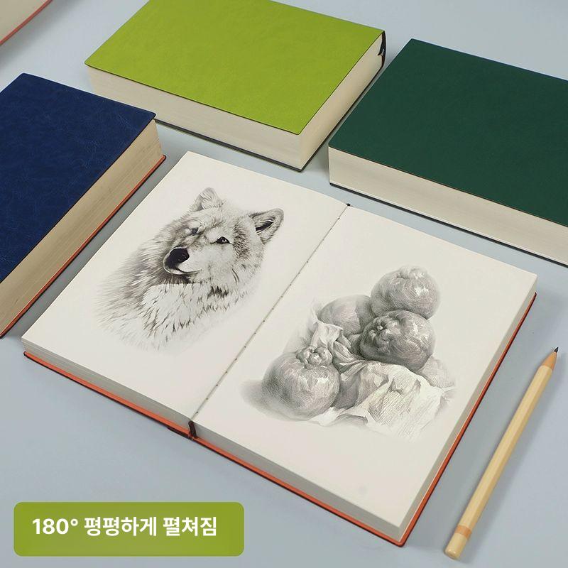 필사 방명록 영어 메모장 두꺼운 연습장 공책 일기장 A6 딥그린 소형 빈 - 상세 이미지 4
