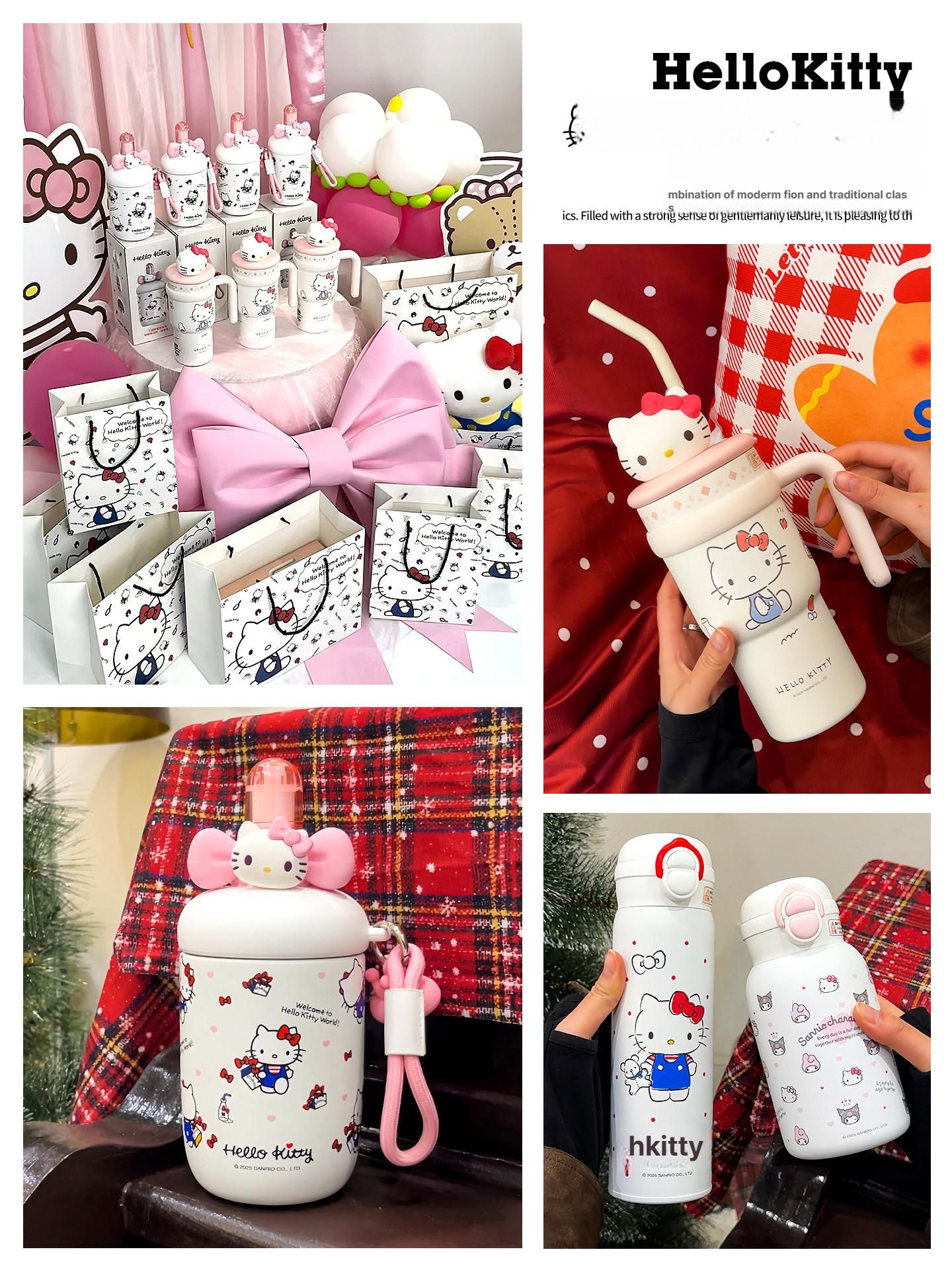 헬로 키티 텀블러 보온 보냉 물병 스테인리스 빨대컵 캐릭터 학생 직장인 레스 스트레이트 바디 컵 500ml - 상세 이미지 5