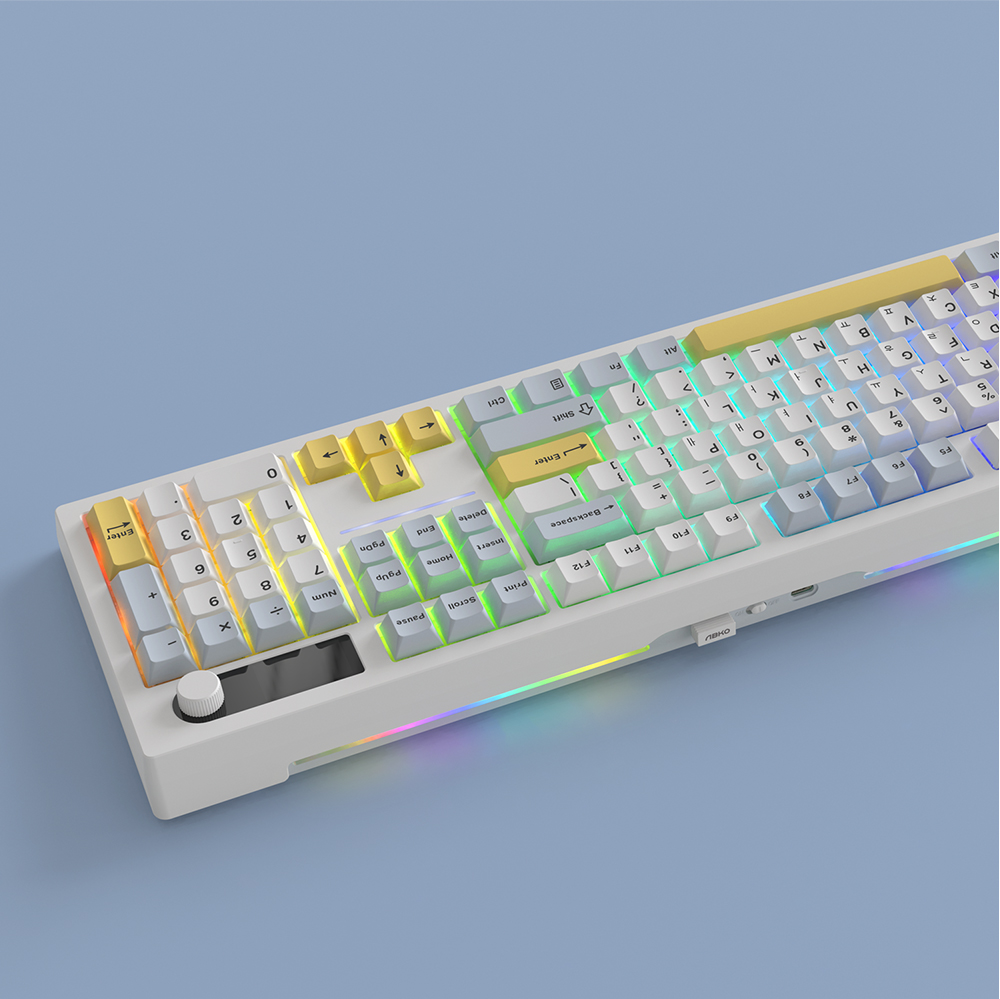 앱코 ACH105 LCD 저소음 기계식 키보드 풀배열 블루투스 무선 게이밍 바다소금 적축 - 상세 이미지 3