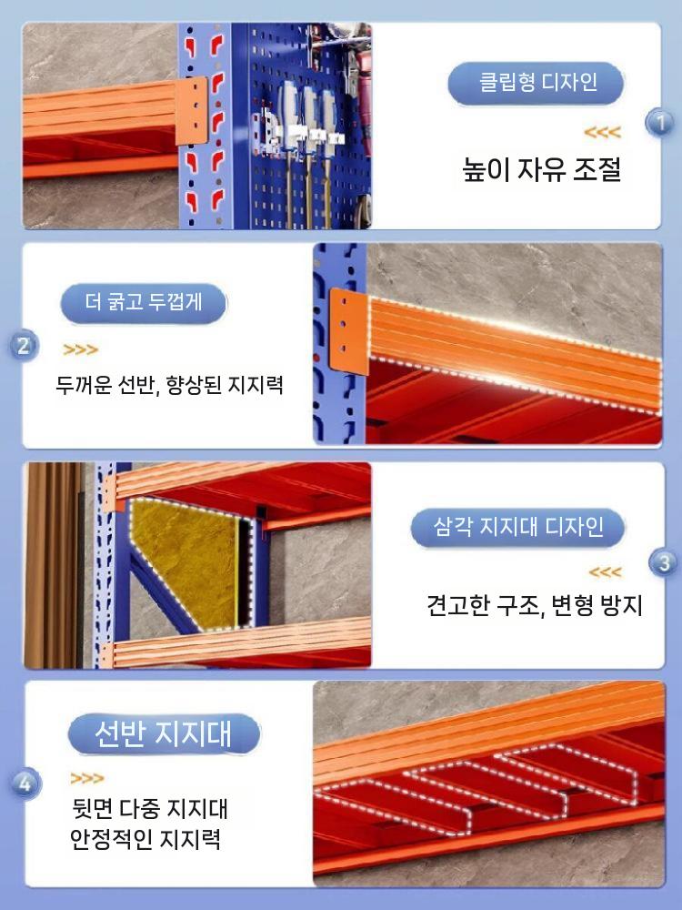 선반 창고 스토리지 다층 팬트리 이동식 철제 공장 철제선반 진열대 경량랙 - 상세 이미지 2
