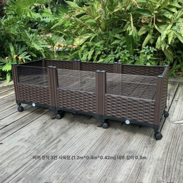 프리미엄 거북 전용 생태 사육 상자 거북이집 거북이키우기 바퀴 달린 L3박스 3박스 120x40x37 이미지 7