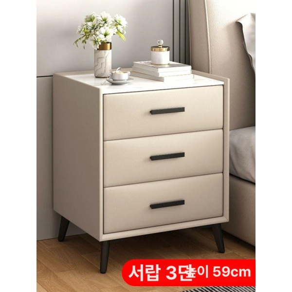모던 원목 협탁 미니 침대 옆 서랍 침대협탁서랍 화이트-보통형 화이트-보통형 조립형 발4개설치필요 50x40x49cm - 상세 이미지 4