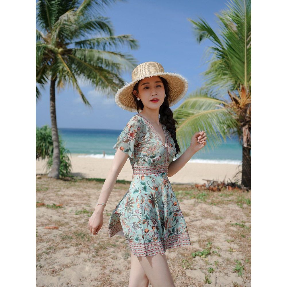 비치 수영복 휴양지 비치웨어 수영장 자외선 여성 빅사이즈 바캉스 체형커버 - 상품 이미지