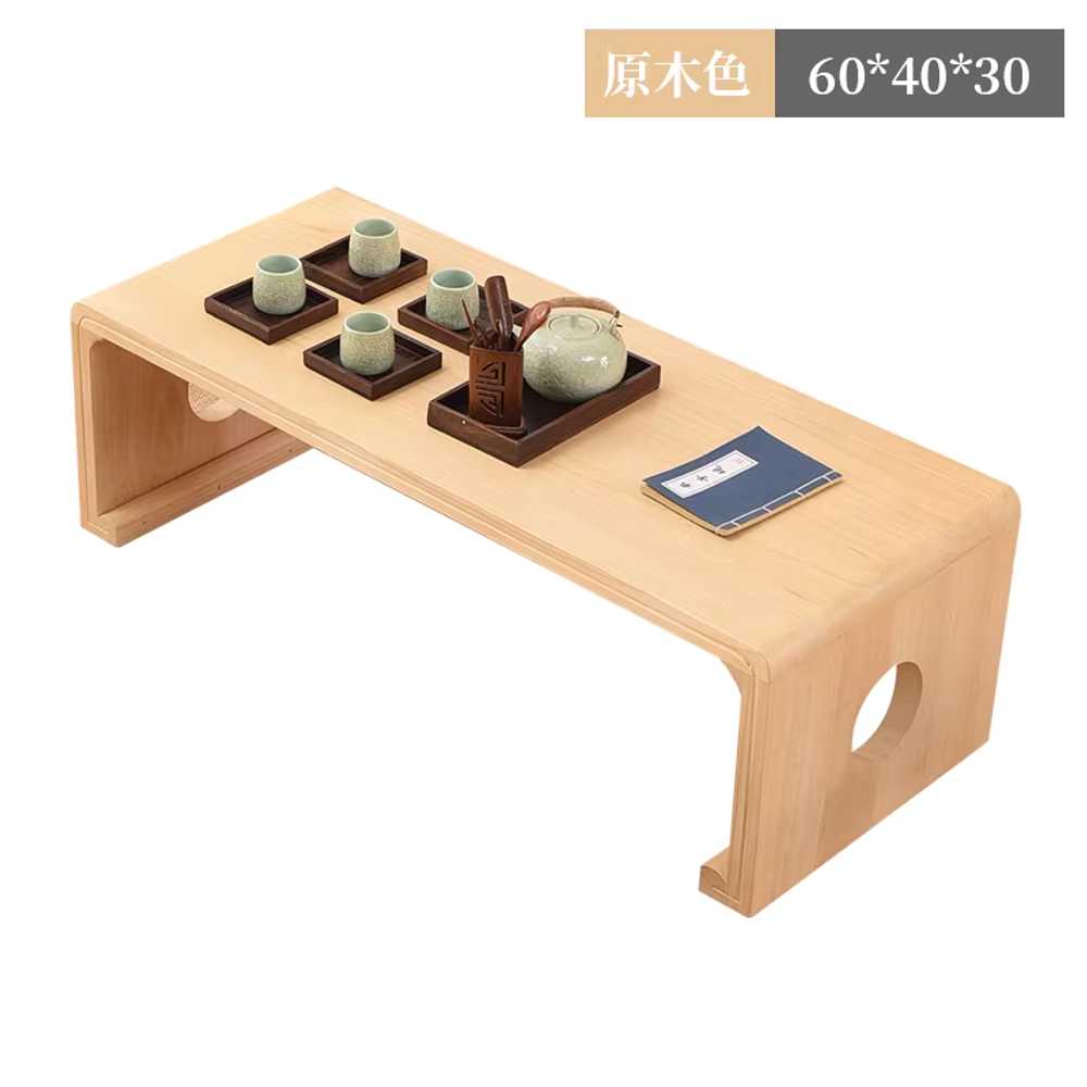 좌식 티테이블 작은 다과상 호두색 일본식 탁자 원목 60x40x30cm 내추럴 - 상세 이미지 3