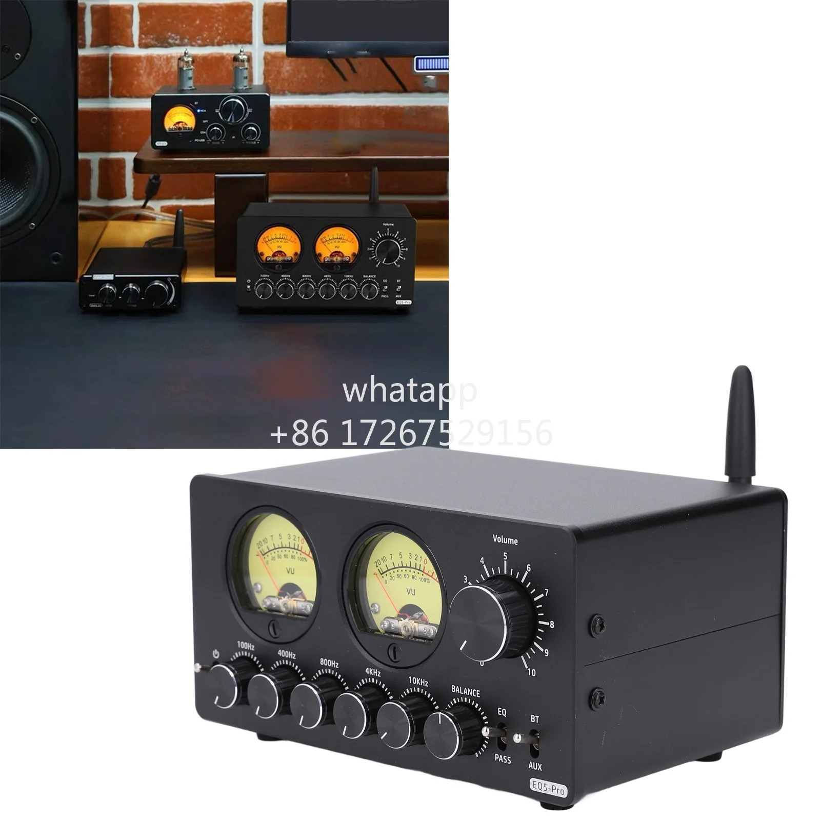 Bluetooth EQ 프리 컴팩트 5 밴드 컨트롤 더블 빈티지 VU 미터 C 전원 인터페이스 사운드 이퀄라이저