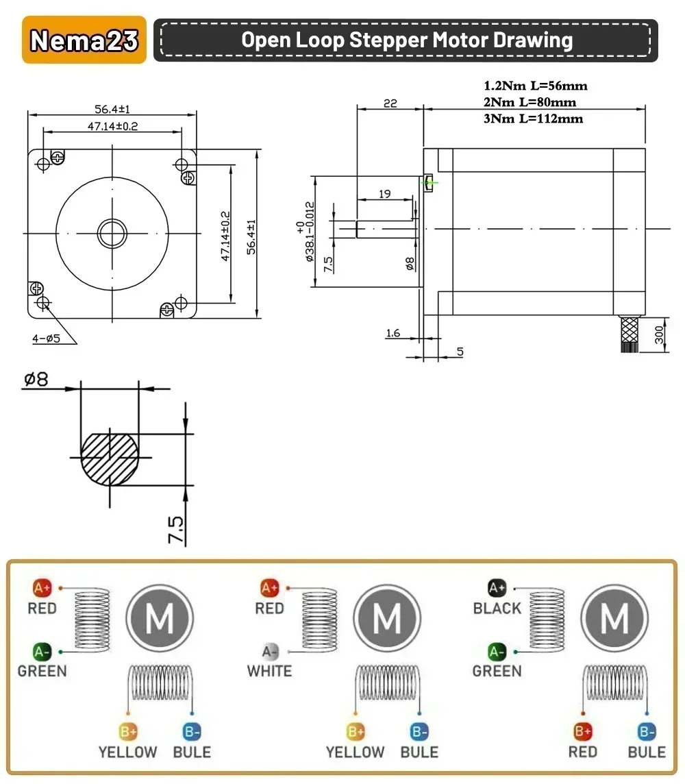 스테퍼 모터 드라이버 전원 키트 1.2/2/3Nm Nema23 57mm 2 상 3A TB6600 350W 24V 전원공급장치 Mach3 카드 1/3/5 축