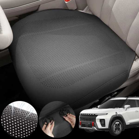 자체제작 스피드픽 KGM 무쏘EV(25~) 차량용 모템 사계절 통풍 방석 시트 커버 블랙 1개