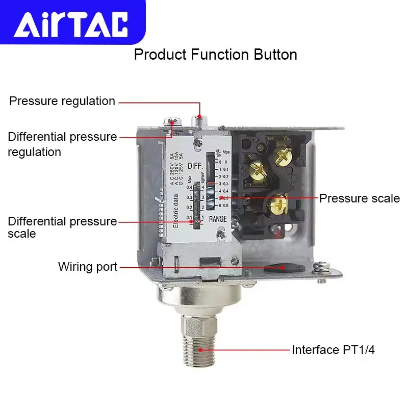 AIRTAC 공압 기계 감지 압력 스위치 컨트롤러 조정 가능PK510 PK506 PK503