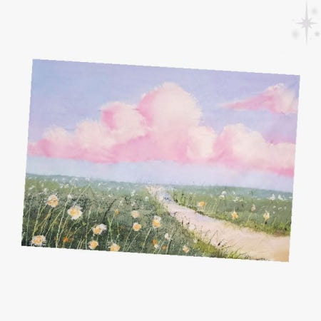 야생화 흐드러진 전원 풍경 수채화 감성 벽걸이 천 포스터 원룸 침실 카페