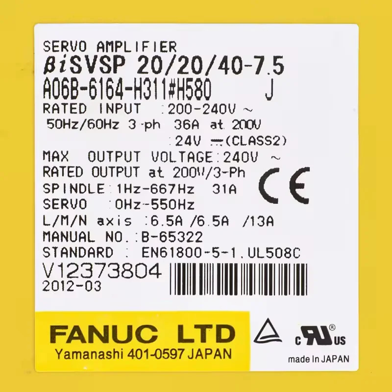 A06B-6164-H311 Fanuc 서보 드라이브 증폭기 모듈 12개월 A06B6164H311