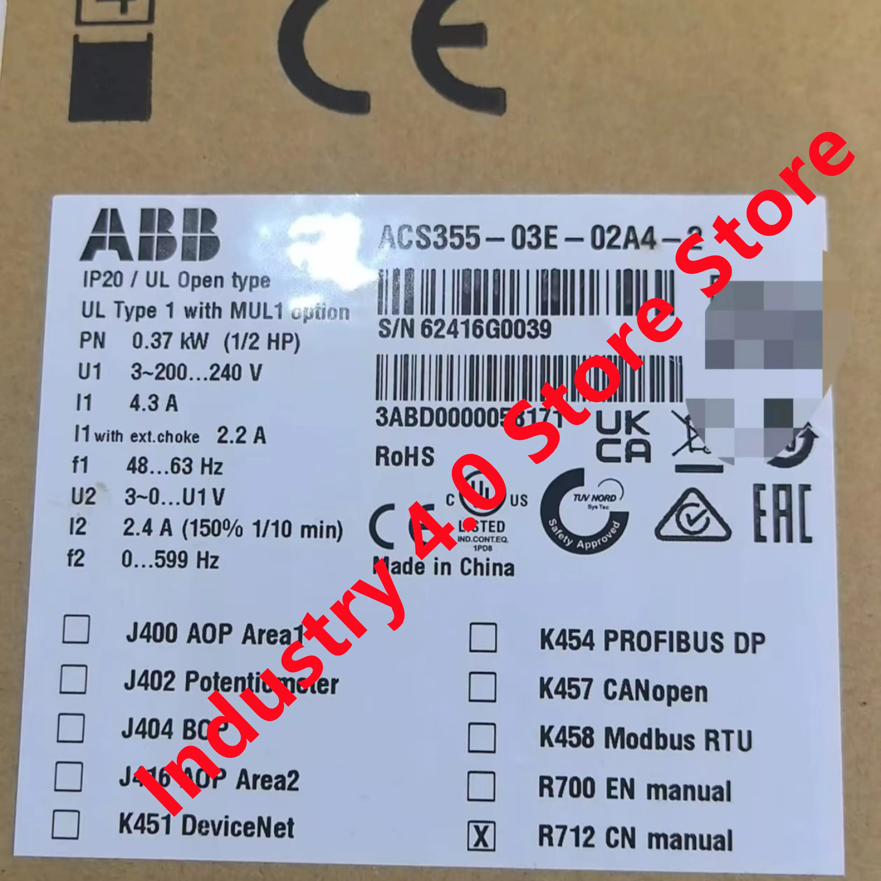 ACS355-03E-01A9-4 ACS355-03E-02A4-2 오리지널 신