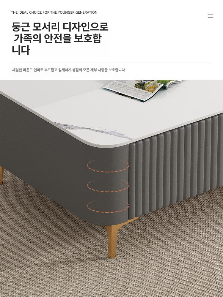 85인치 템바보드거실장 안방 낮은 TV다이서랍장 1.2m 커피 테이블 화이트스톤 + 그레이 완제품 캐비닛다리수동설치필요 - 상세 이미지 4