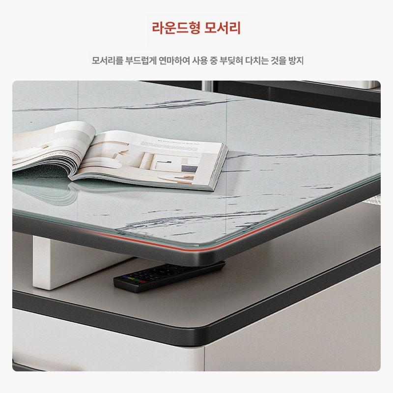 거실테이블 소파 세라믹 사각 대형 포세린 실버 티테이블 100cm 웜화이트+화이트 텍스처 - 상세 이미지 5