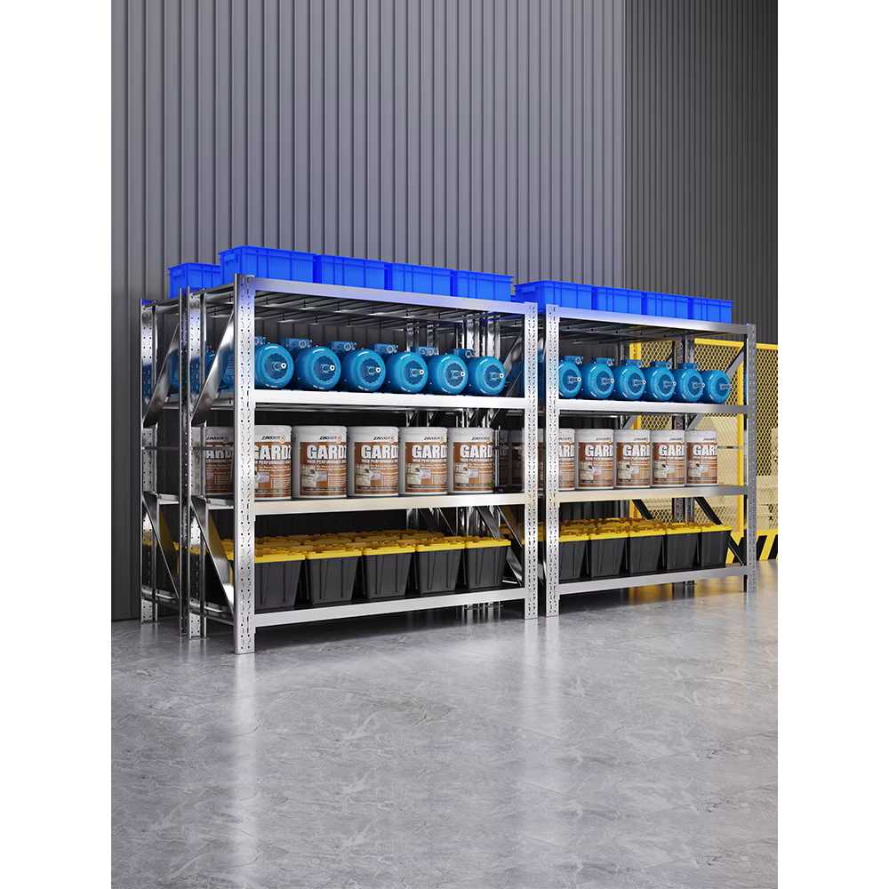 스텐 랙 실버랙 경량 창고 수납 조립식 앵글 베란다 350kg 100x40x200cm4단 - 상세 이미지 5