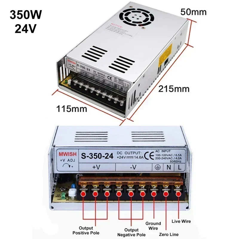 스테퍼 모터 드라이버 전원 키트 1.2/2/3Nm Nema23 57mm 2 상 3A TB6600 350W 24V 전원공급장치 Mach3 카드 1/3/5 축