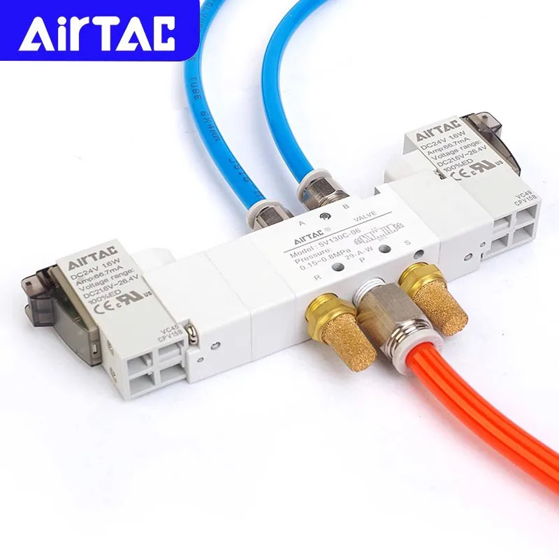 AIRTAC 5V130C-06/M5 5V230C-08 5V330C-10 E P 공압 5/3 웨이 이솔레노이드 밸브 반전 12V 24V 110V 220V