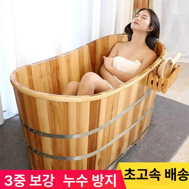 편백나무 욕조 히노끼 사우나 가정용 찜질방 폭60 건식 내추럴우드 110길이 60너비 65높이 없음 - 상세 이미지 3