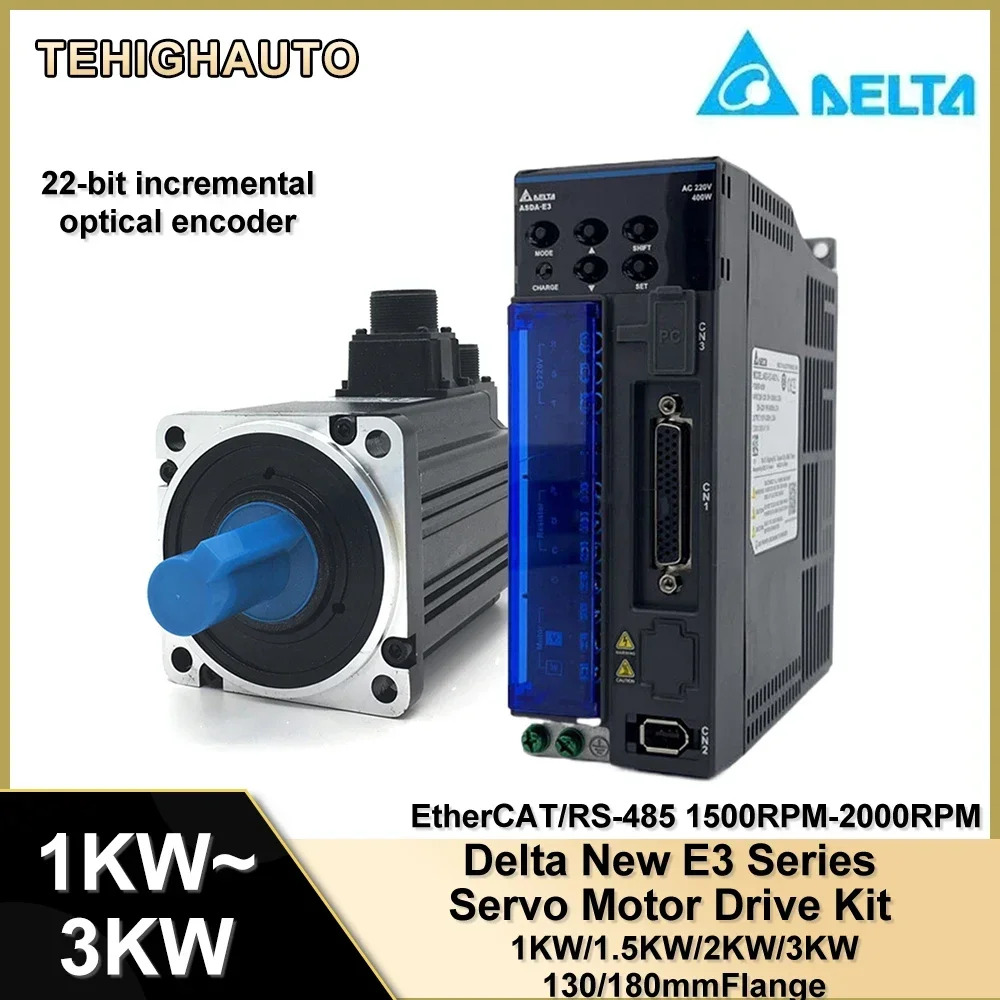 Delta E3 AC EtherCAT 서보모터 드라이브 키트 1KW/1.5KW/2KW/3KW ASD-E3-1021-EECM-E-E21320RSEECM-E-E21310RSE ASD