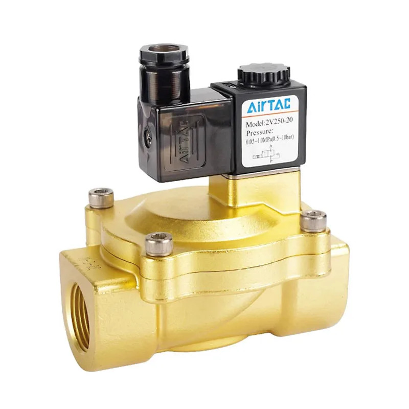 AIRTAC 2V 시리즈 유체 제어 밸브 2/2Way 2V130-10/15 2V250-20/25 솔레노이드 AC/DC 12V 24V 110V 220V
