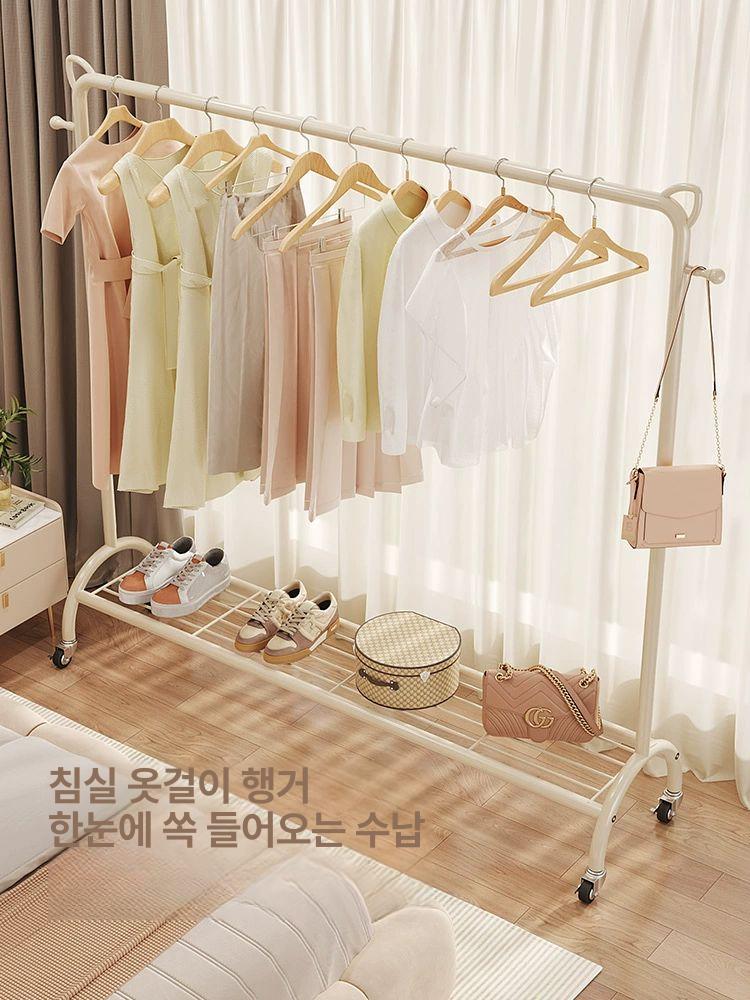 아래 선반있는 행거 자취방 멀티 다기능 원룸 사무실 선반있는행거 깊이 미리 바퀴있는 폭 - 상세 이미지 2