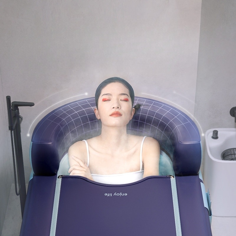 커플 에어욕조 접이식 목욕통 어른 2인용 전신 온수 스파 두꺼운 3단 이동식 - 상세 이미지 3