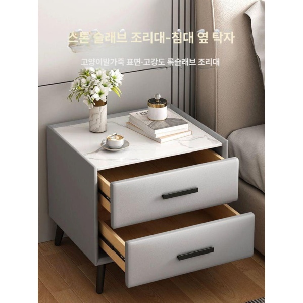 모던 원목 협탁 미니 침대 옆 서랍 침대협탁서랍 화이트-보통형 화이트-보통형 조립형 발4개설치필요 50x40x49cm - 상세 이미지 3