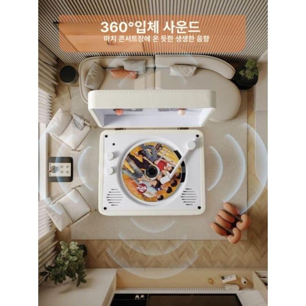 감성 레트로 블루투스 CD 플레이어 천사화이트 오디오 음악 재생 빈티지 A 호두나무 C - 상세 이미지 3