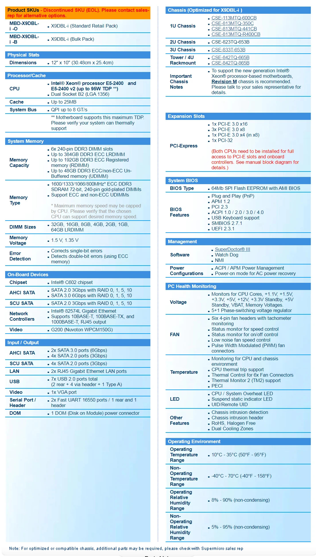 Supermicro 양방향 서버 마더보드X9DBL-i LGA 1356 intel호환 C602 DDR3 Xeon 프로세서 E5-2400 v2 완전 리퍼