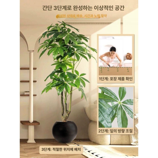 프리미엄 인조나무 고급 화분 1.6m 자형 포춘 트리 인형꽃다발 인조식물 조화꽃 대단지 1.2m 자형 화분-검정 - 상세 이미지 3