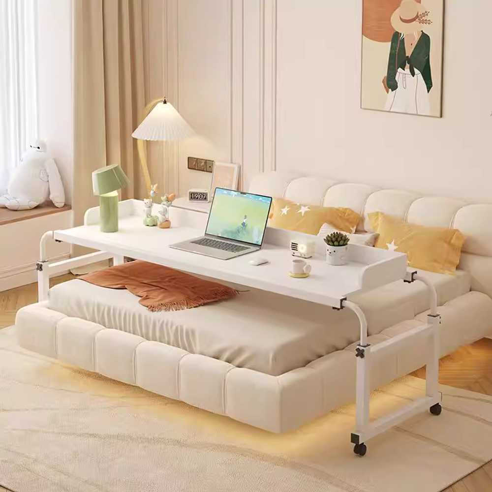 이동식 베드 테이블 침실 높이조절 보조책상 바퀴달린 140x230cm 아이스화이트 / 보드 있음 이미지 8