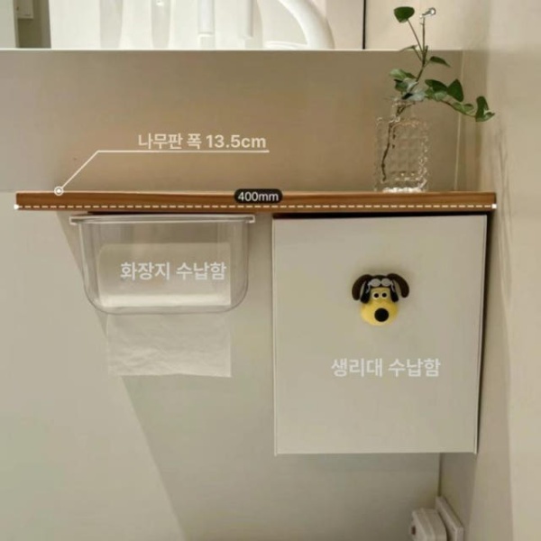 프리미엄 욕실 벽걸이 티슈 수납함 화장실 휴지 방수 액세서리 세면대 정리 우드 패키지 대용량 생리대 수납함 기타 - 상세 이미지 3
