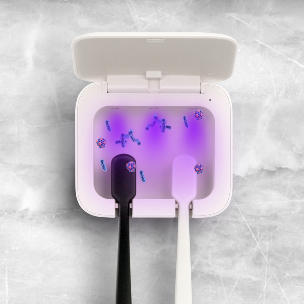 애니클리어 휴대용 무선 UVC-LED 1인용 2인용 칫솔살균기 자동 소독 칫솔걸이 부착형 간편휴대 각인서비스 제품 이미지