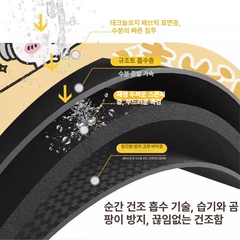 치이카와 욕실 바닥 매트 발판 규조토 흡수 발매트 미끄럼 방지 1 40 x 60cm - 상세 이미지 3