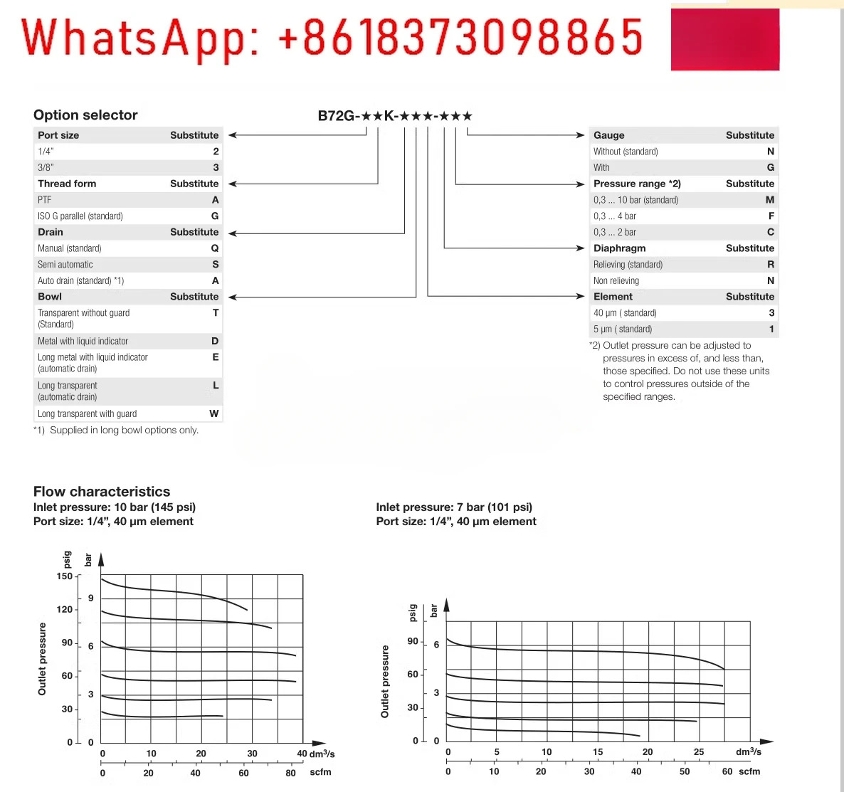 B72G-2AS-SPCN60265 필터 감압밸브 1/4NPT